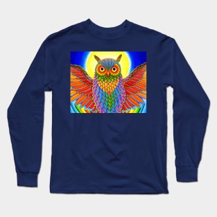 Colorful Rainbow Psychedelic Owl Long Sleeve T-Shirt